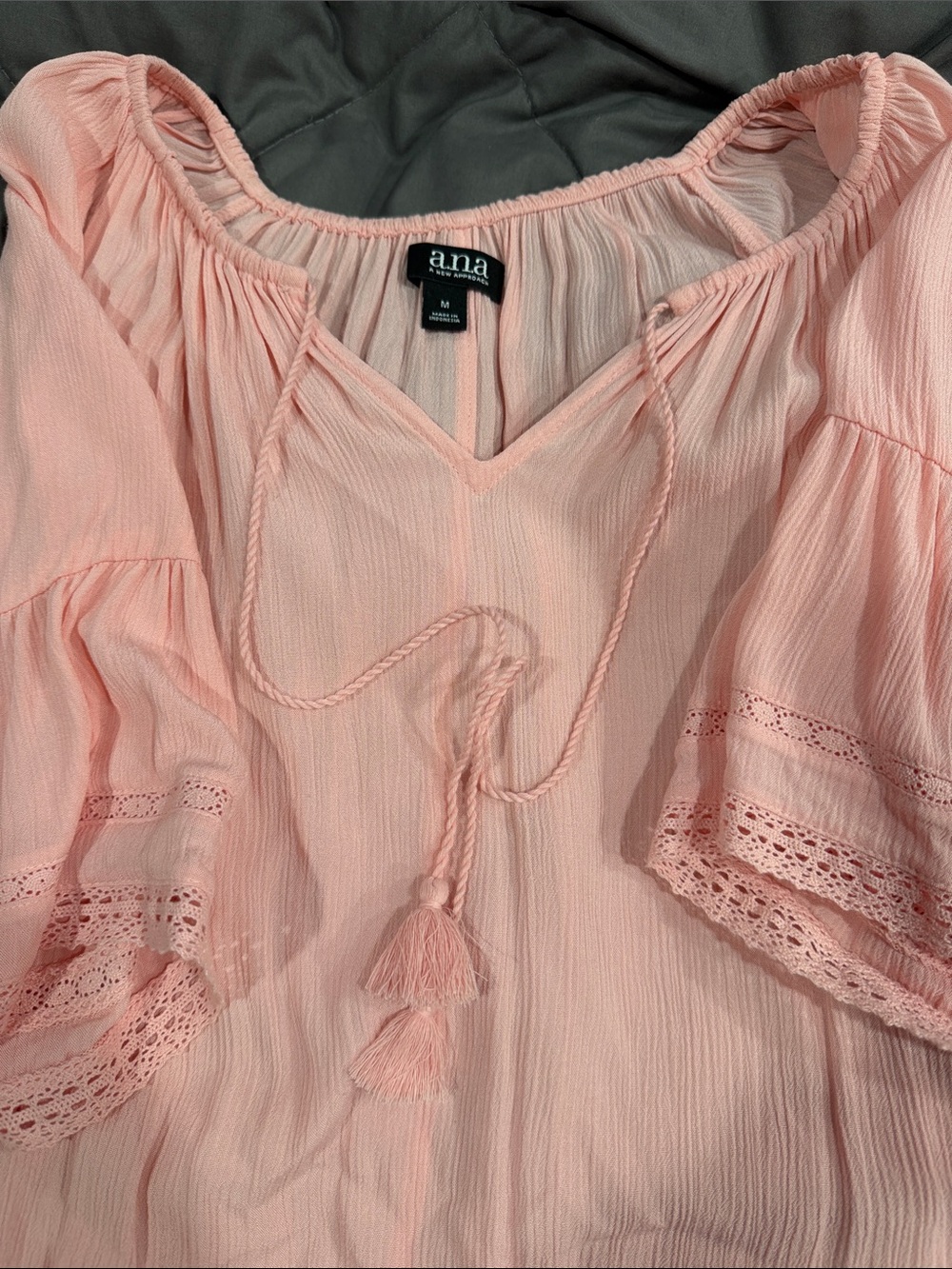 a.n.a Light Pink Tassel Peasant Tunic